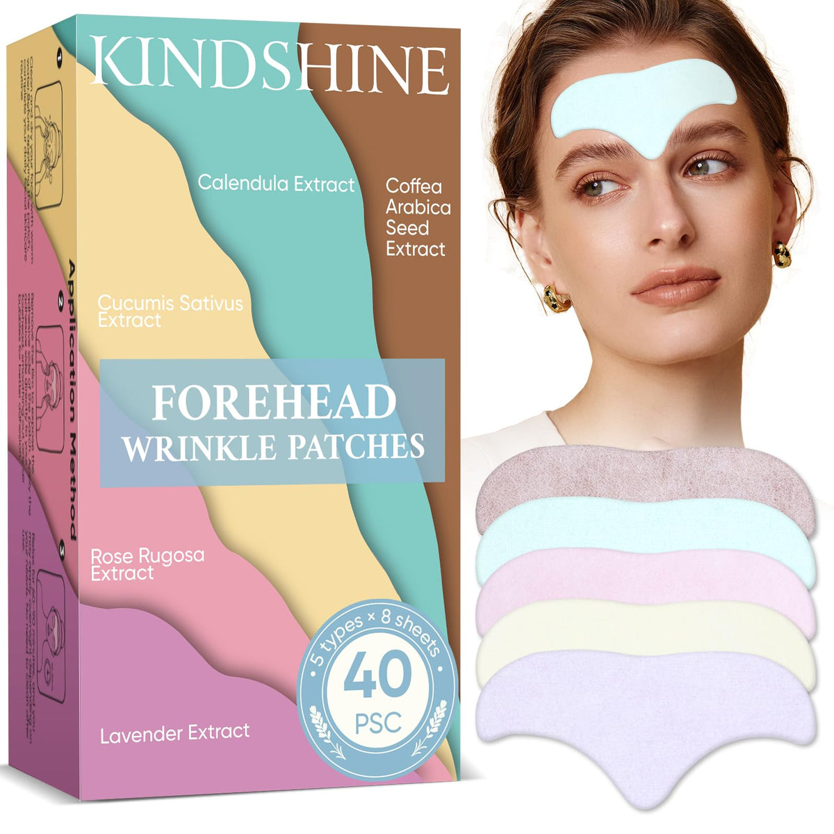 Parches kindshine para la frente, 40 unidades, para suavizar arrugas y revitalizar la piel.