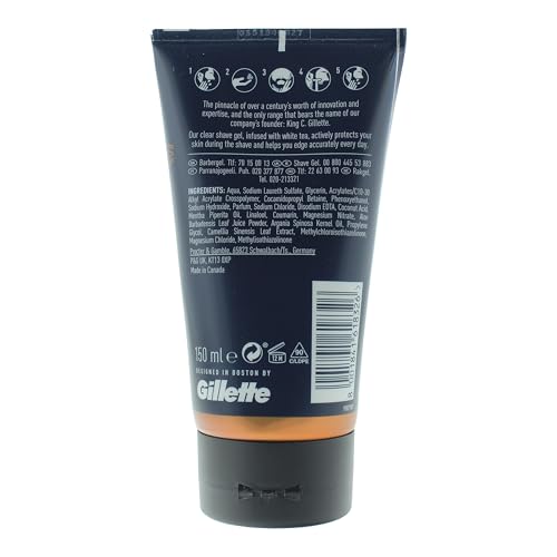 Close-up of King C. Gillette gel being applied for edge control.