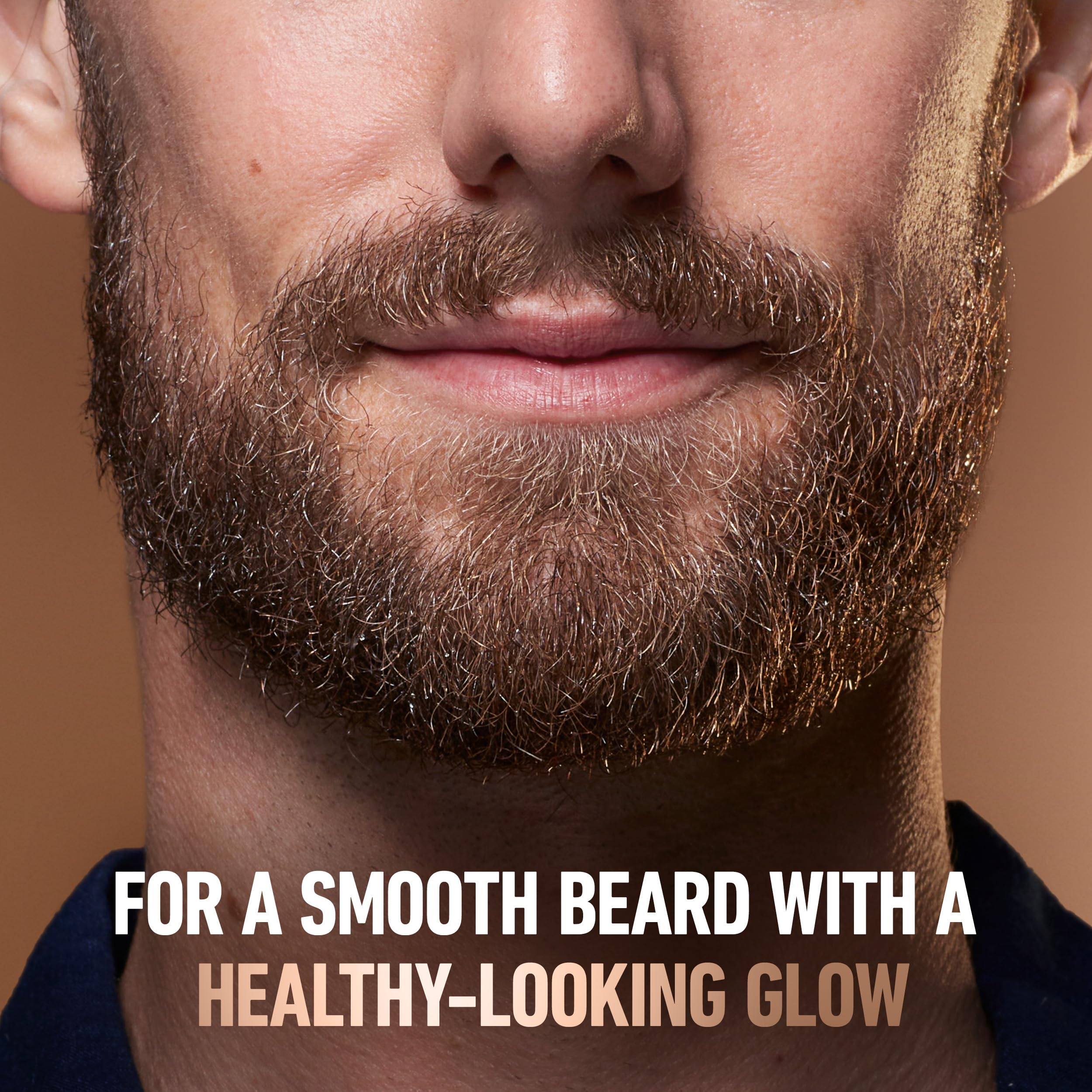 Beard oil bottle shot featuring avocado macadamia mix moisturizes dry skin.