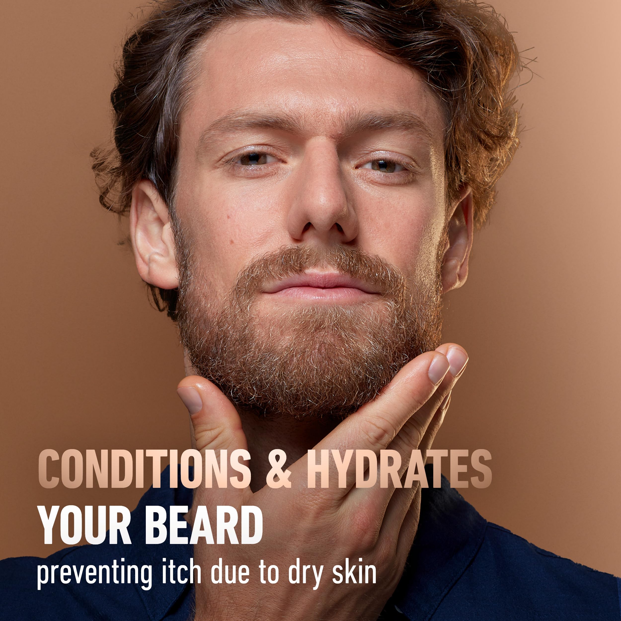 Almond oil blend close-up focuses on conditioning for a smooth beard.