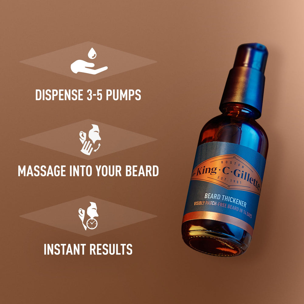King C. Gillette beard thickener ingredients panthenol panel highlights