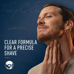 King C. Gillette fragrance with bergamot, geranium, and cedarwood for fresh beard scent.