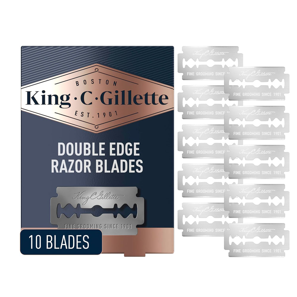 King C. Gillette double-edge blades close-up highlighting precision and durability for edging