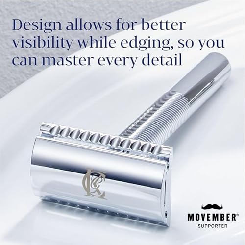 Close-up of platinum-coated King C. Gillette blades emphasising durability and glide.