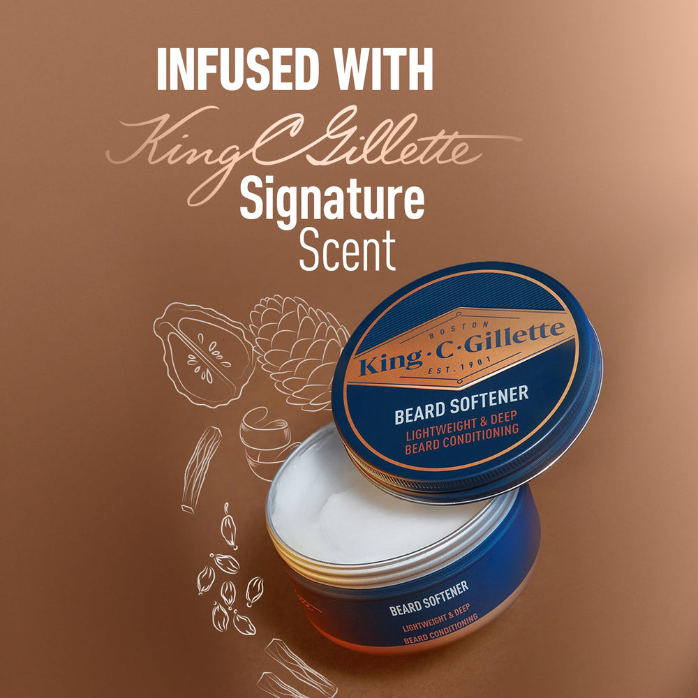 King C. Gillette Soft Beard Balm muestra textura cremosa que facilita la aplicación diaria
