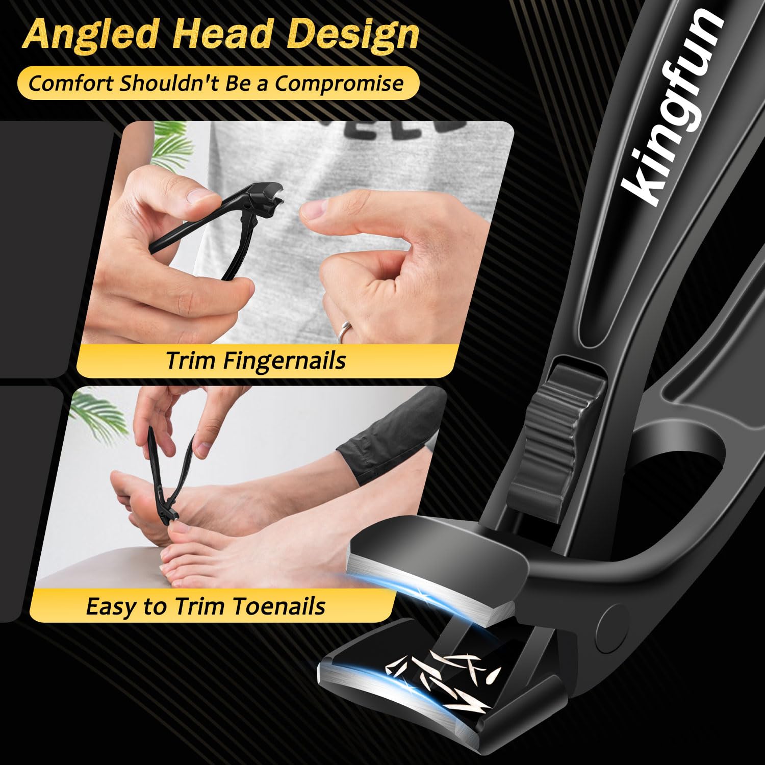 Kingfun 45-degree ingrown toenail clippers fit toenail curves precisely.