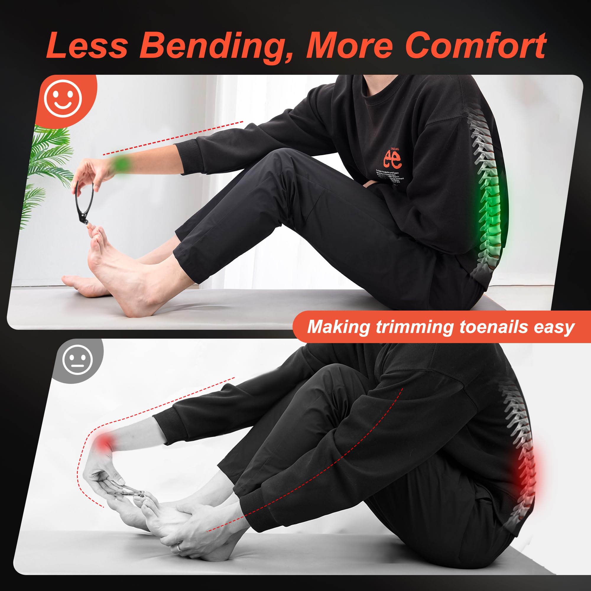 Kingfun senior-friendly non-slip grip on the toenail clippers.