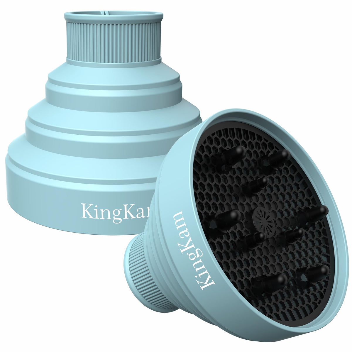 KingKam collapsible diffuser blue folded for travel and compact storage