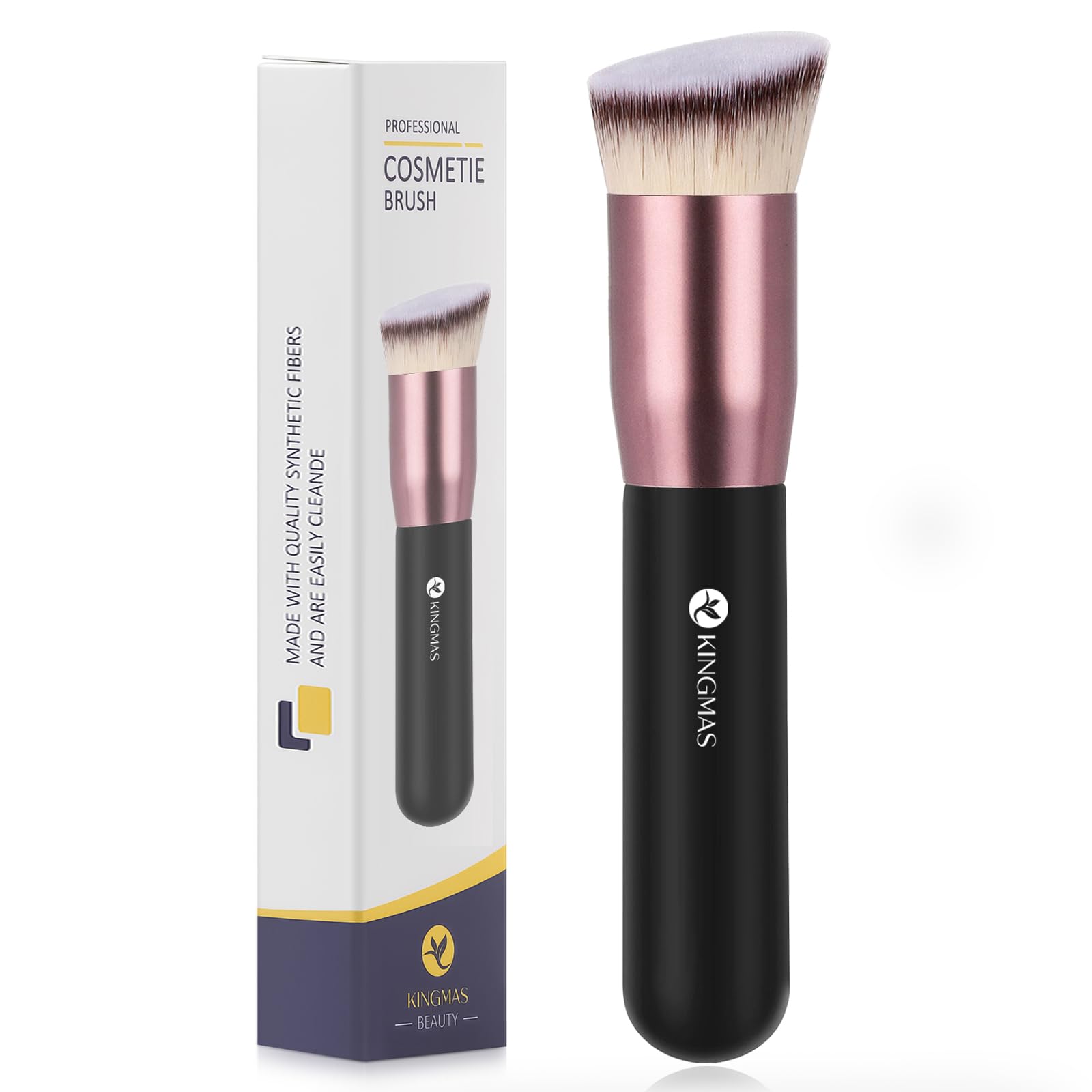Kingmas angled top foundation brush close-up showing soft bristles for smooth foundation.