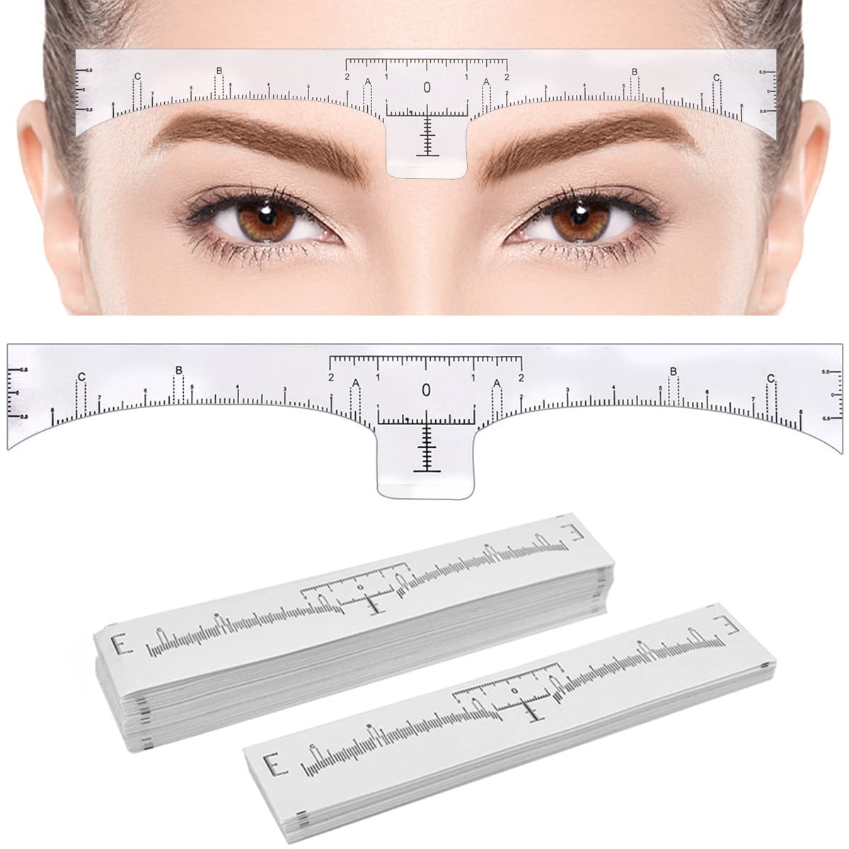 KINGMAS eyebrow ruler disposable sticker measuring tool for precise brow balance during makeup