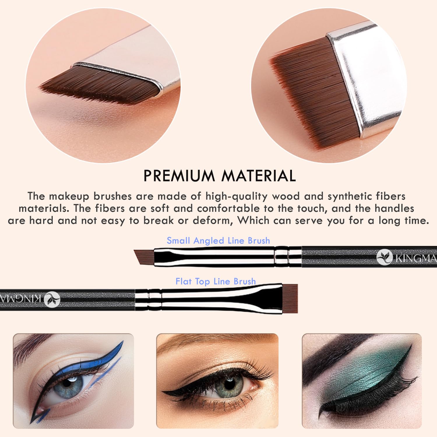 KINGMAS angled flat brush blends edges for natural-looking lines.