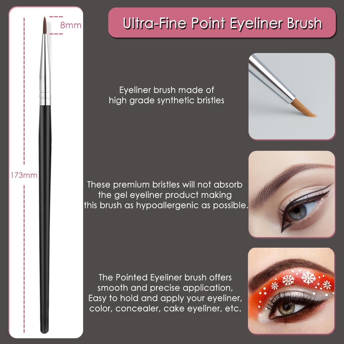 Kingmas flat eyeliner brush for smooth, even application