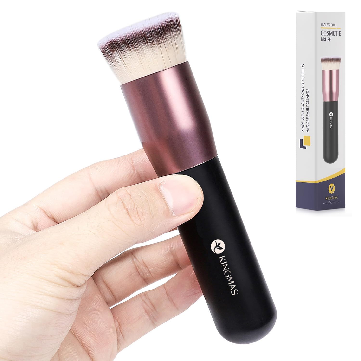 KINGMAS flat top foundation brush with dense bristles for smooth application.
