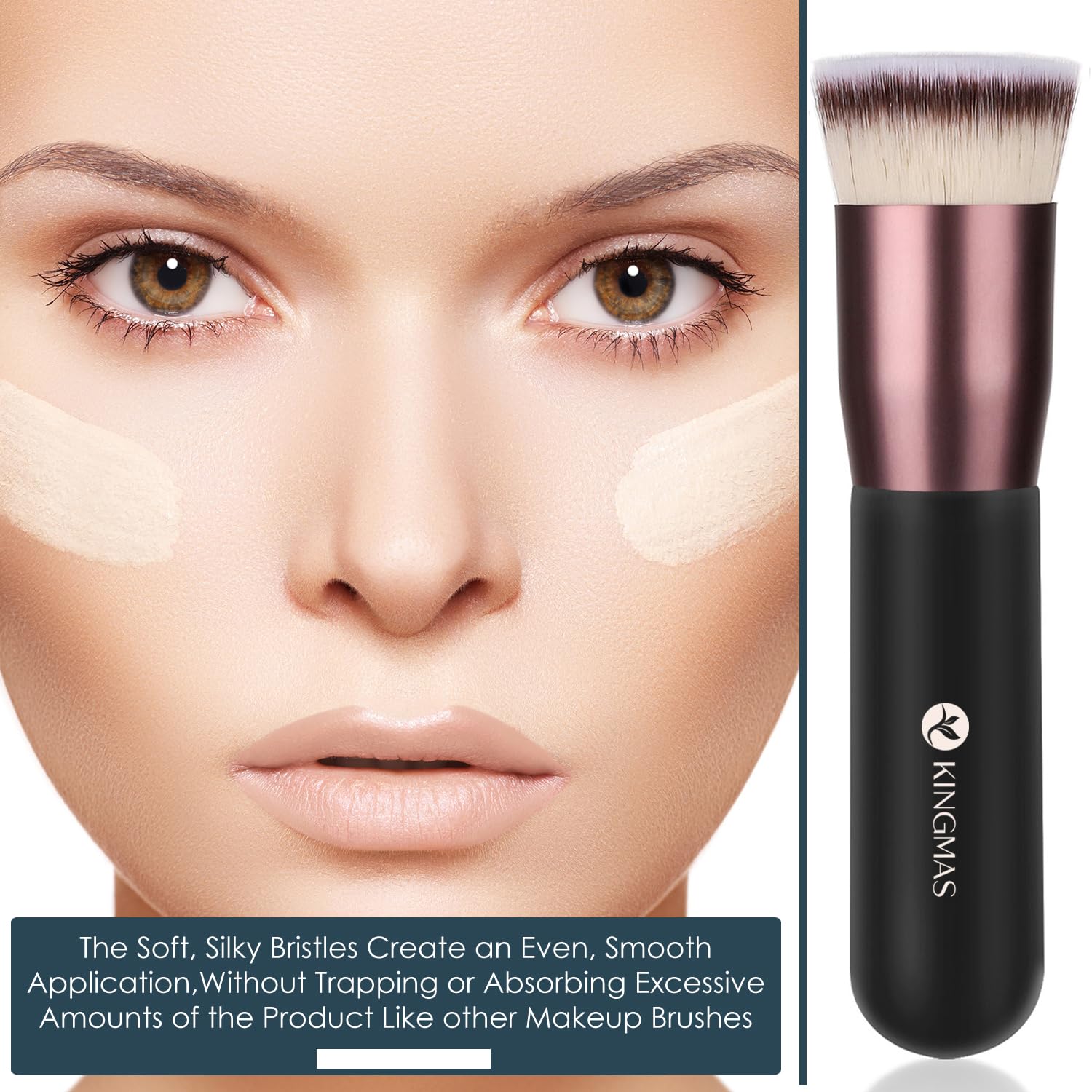 KINGMAS flat top foundation brush multi-use for foundation, powder, and cream.