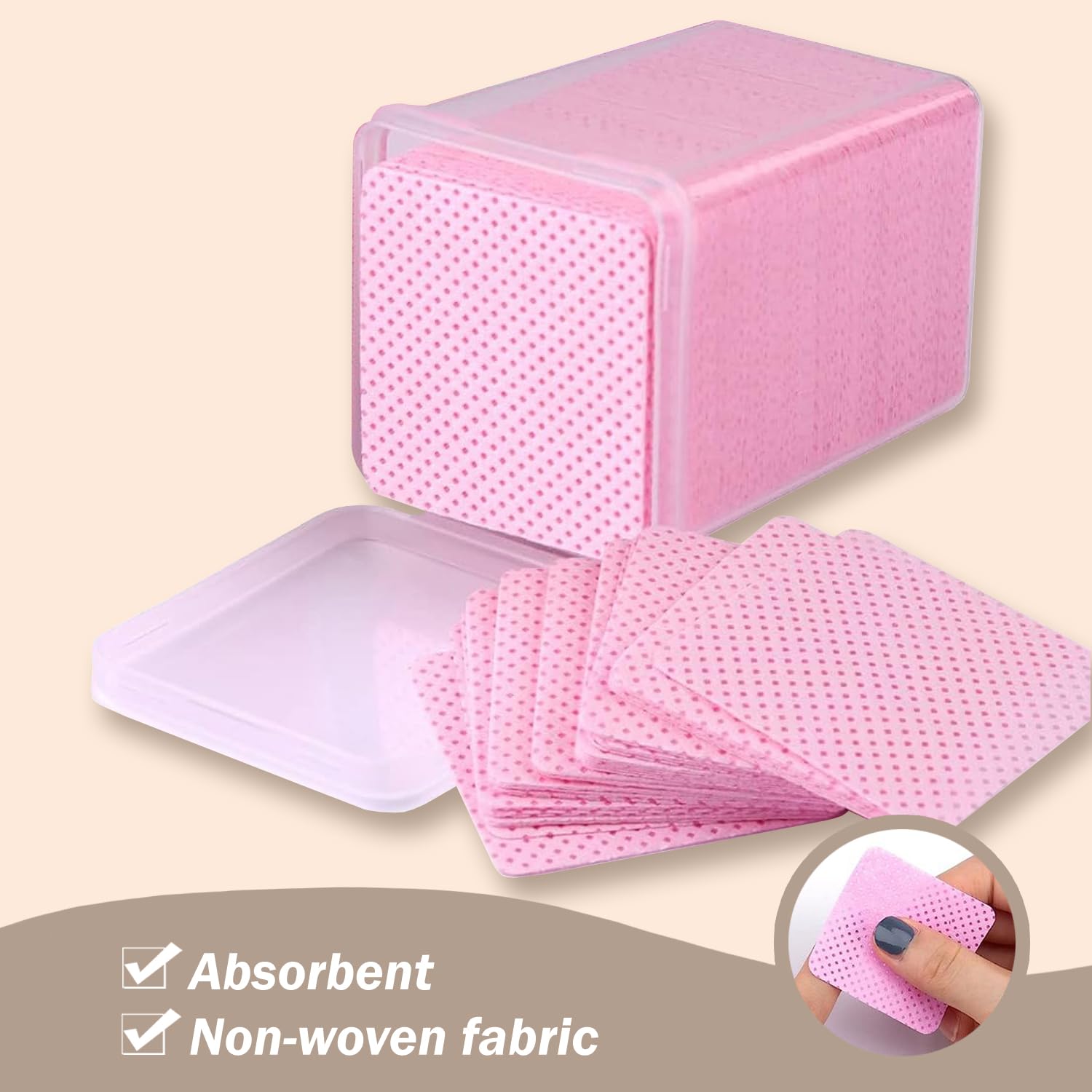 Plastic box keeps wipes clean and moisture-free between salon tasks.