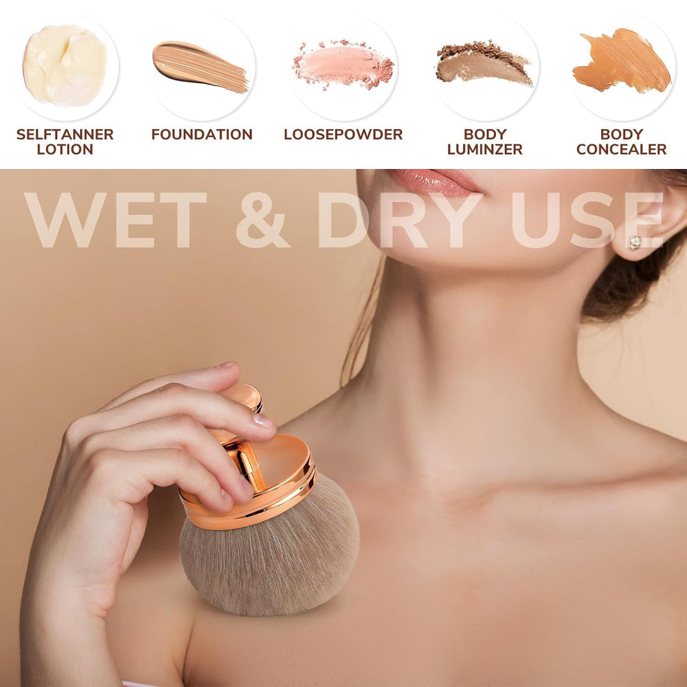 KINGMAS rose-gold metal handle for a comfortable grip during makeup.