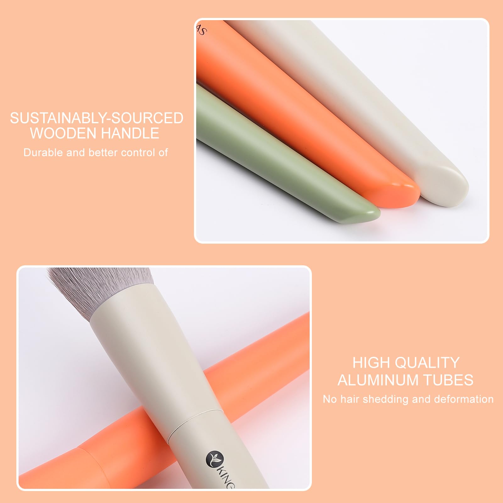 KINGMAS soft synthetic bristles ensure even pickup and smooth blending
