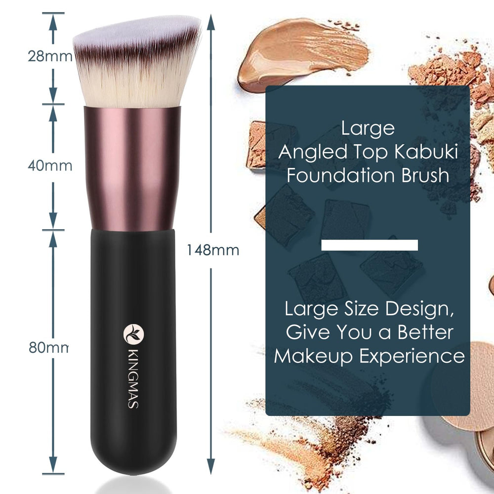 Kingmas brush delivers streak-free finish with powder, cream, and liquid products.