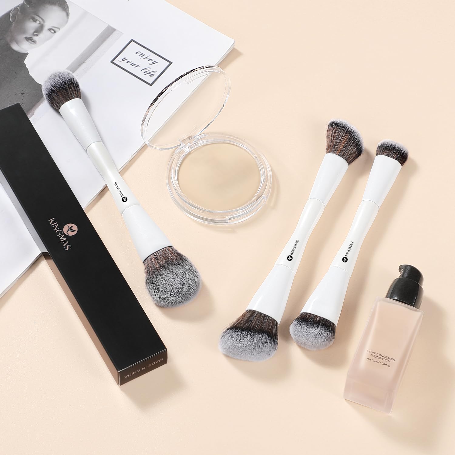 KINGMAS wooden handles for durable, lightweight makeup tools