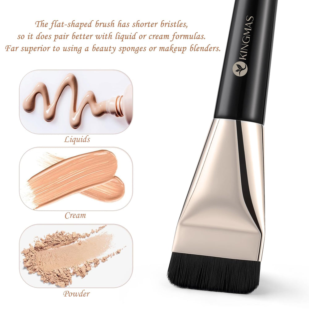 KINGMAS wooden handle design for comfortable grip during makeup applications.
