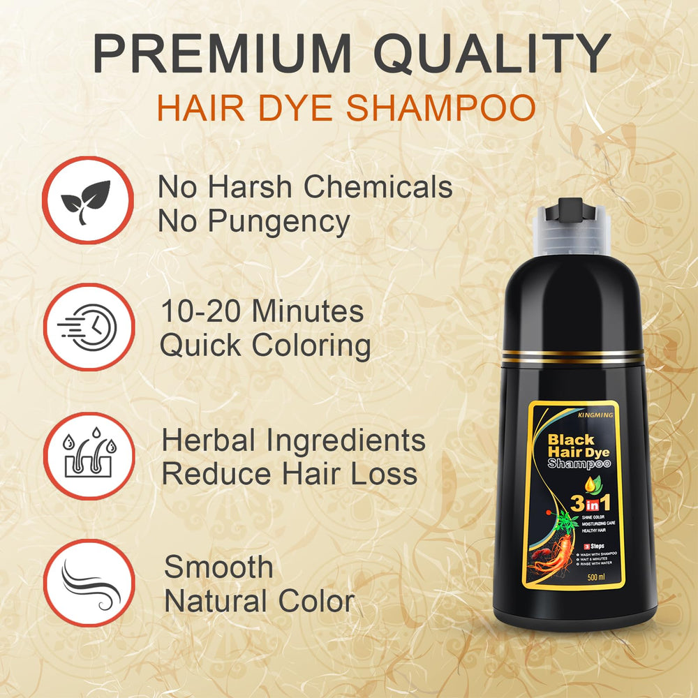 KINGMING Aplicación tipo champú con coloración herbal suave para el cabello.