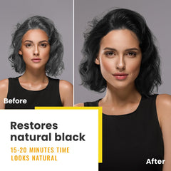 KINGMING Black Hair Dye Shampoo label closeup highlighting herbal formula