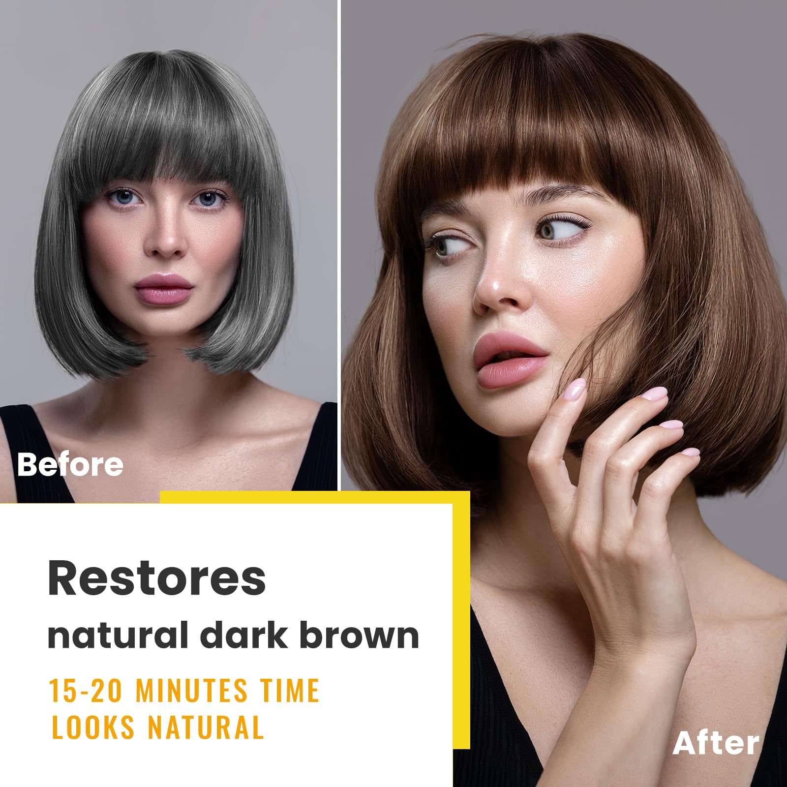 Aplicación KINGMING para canas en cabello gris, resultado natural y uniforme.