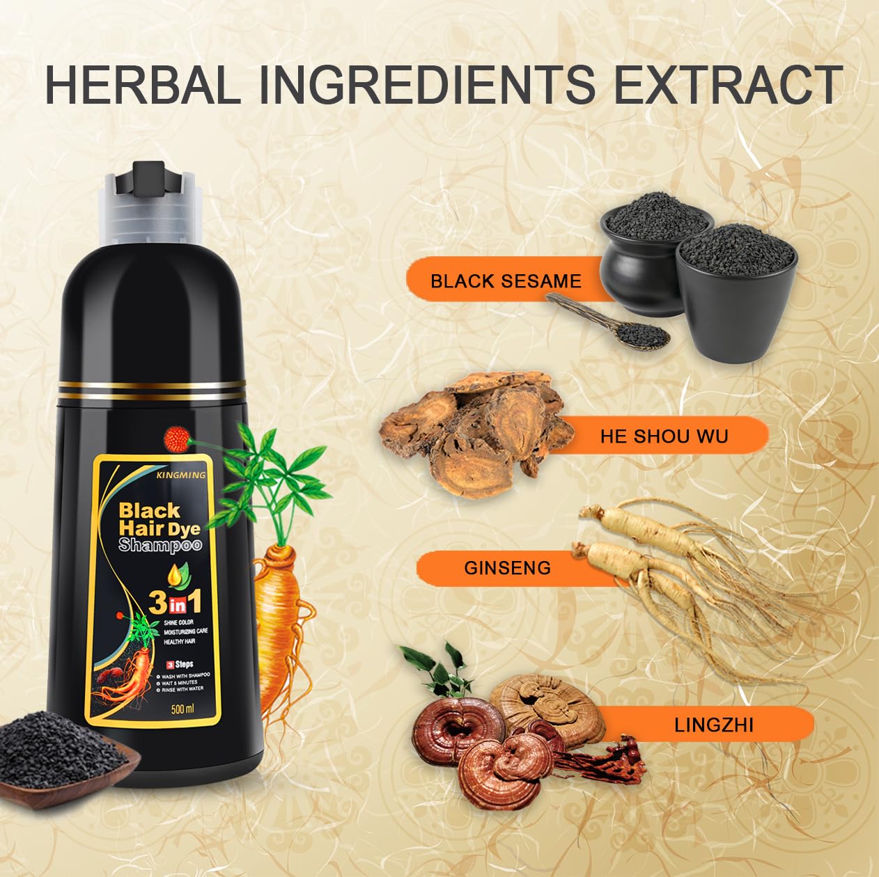 KINGMING Fórmula herbal suave que nutre el cabello durante la coloración.