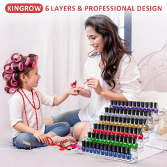 KINGROW multi-purpose display stores oils, glosses, and tools neatly.