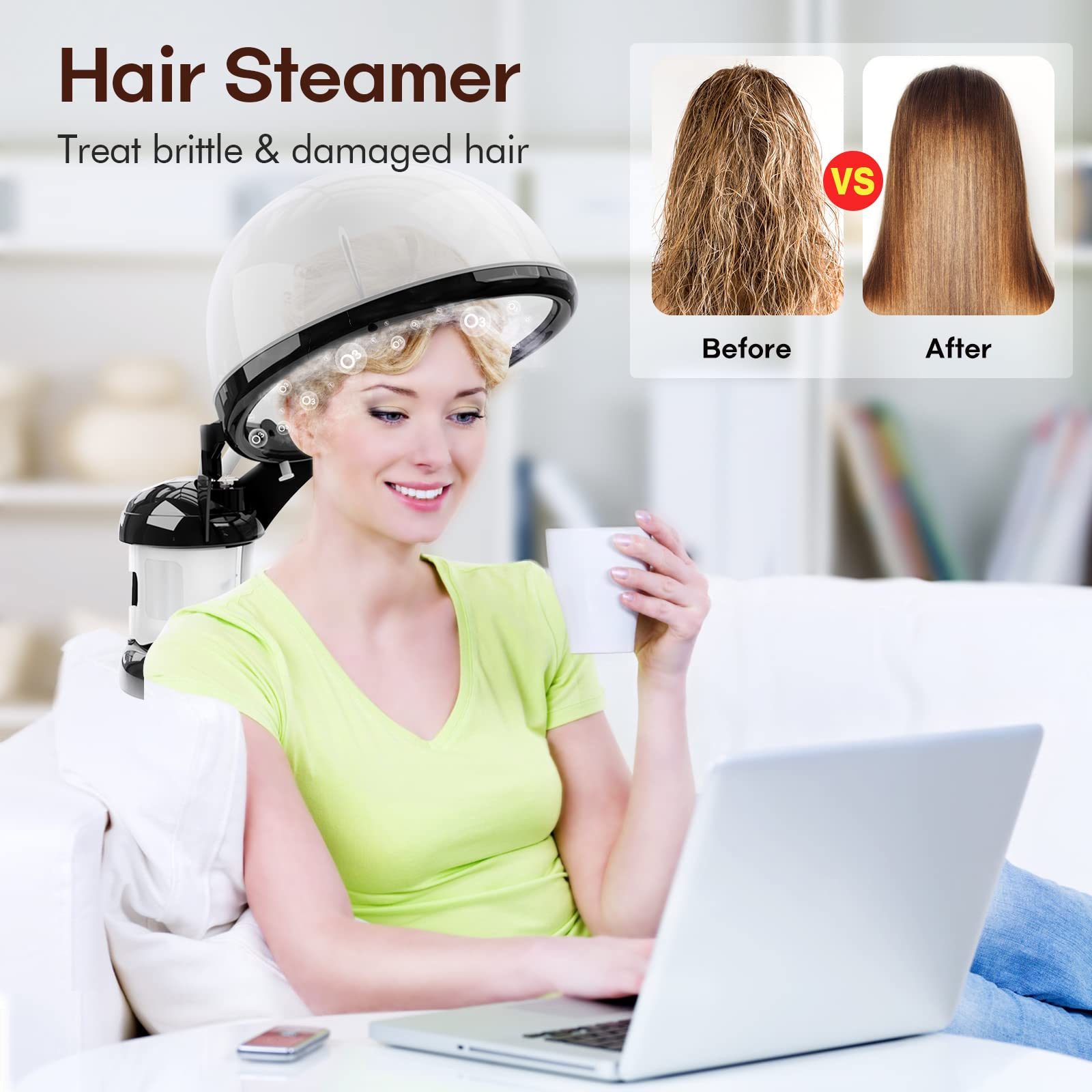 Kingsteam microfine steam diffusion for deeper penetration into hair and skin