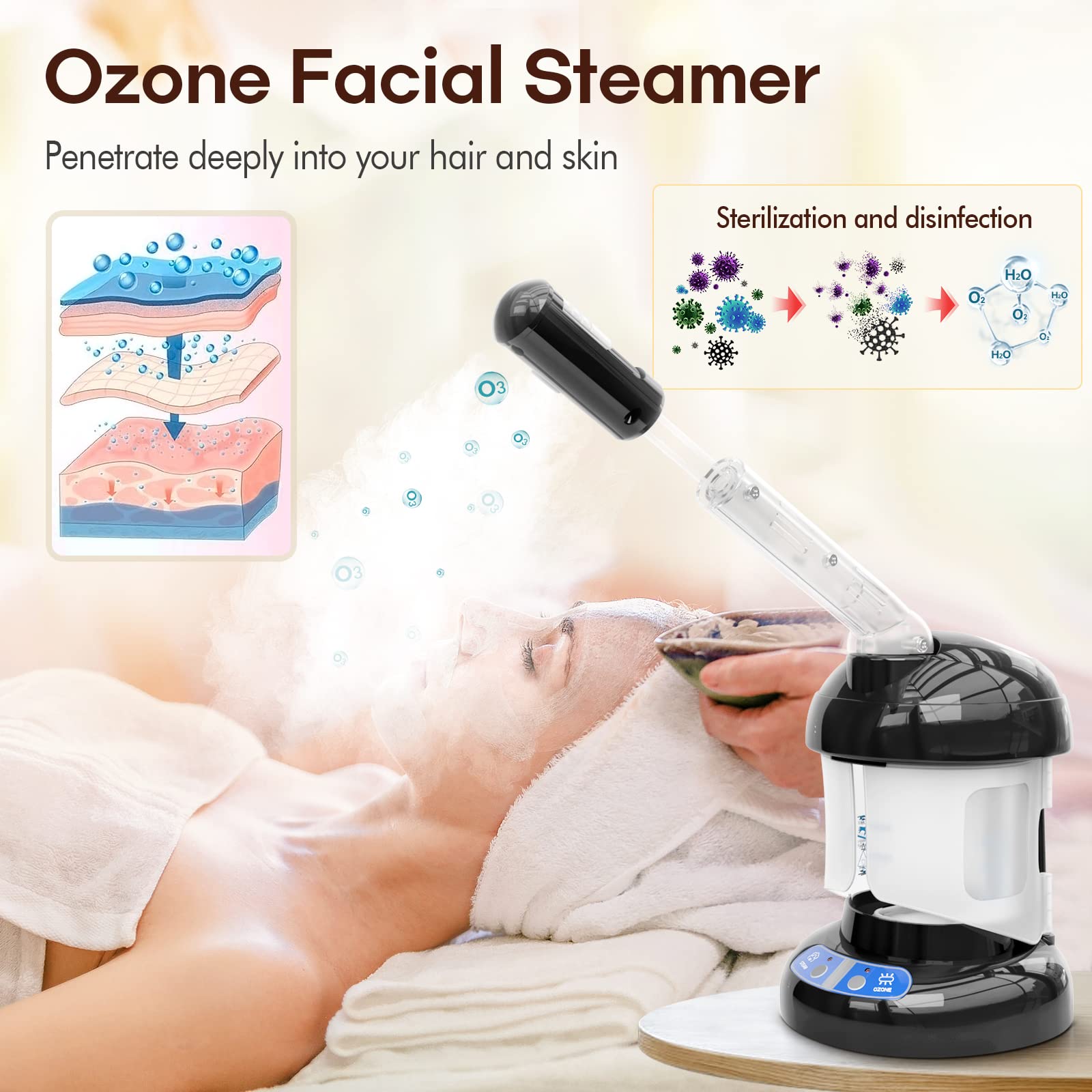 Kingsteam facial steamer with ozone function for pore cleansing