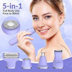 KINGTEE 5-in-1 bikini trimmer purple charging base keeps you powered.