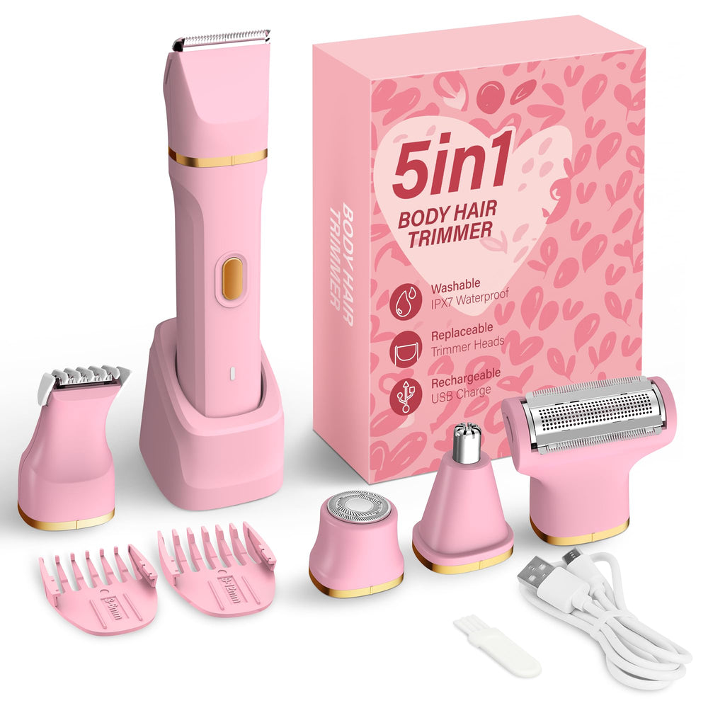 KINGTEE 5-in-1 bikini trimmer front view with ceramic blades for precise grooming.