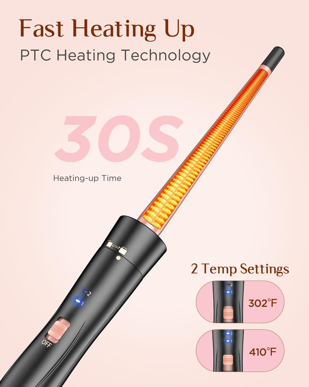 Kinked 1-25-inch curler ideal for cascading curls and beachy looks