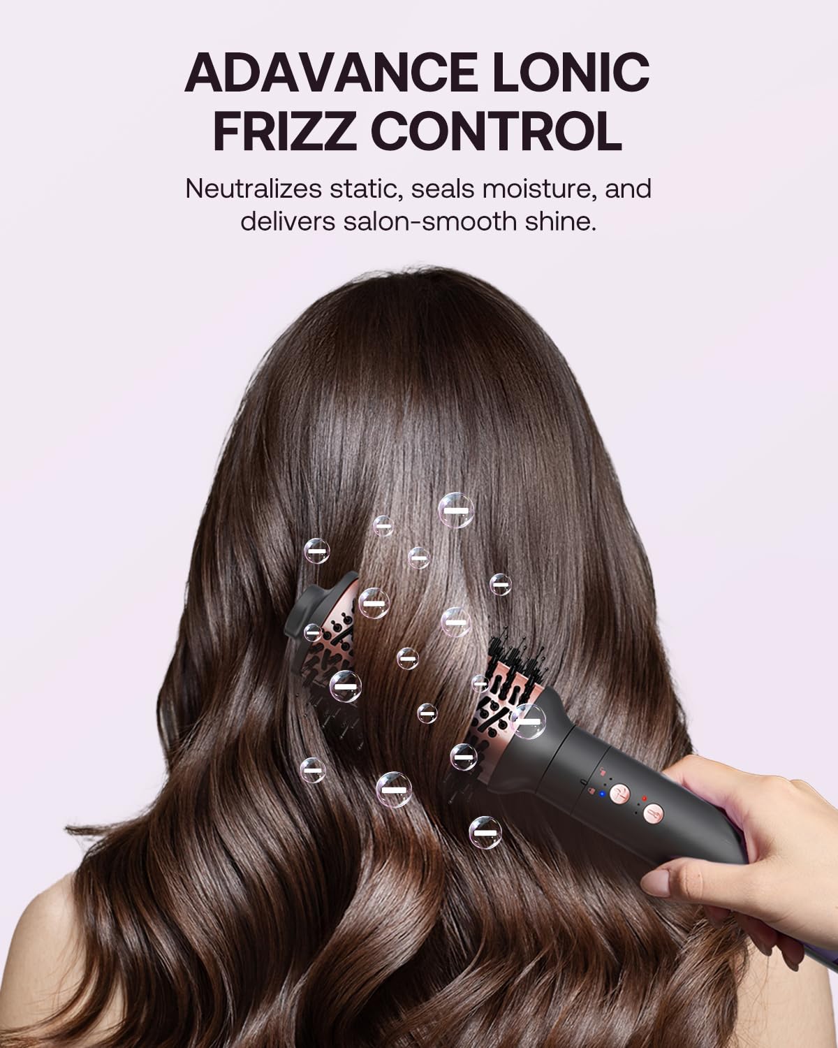 Kinked frizz-free finish with smart airflow and ions