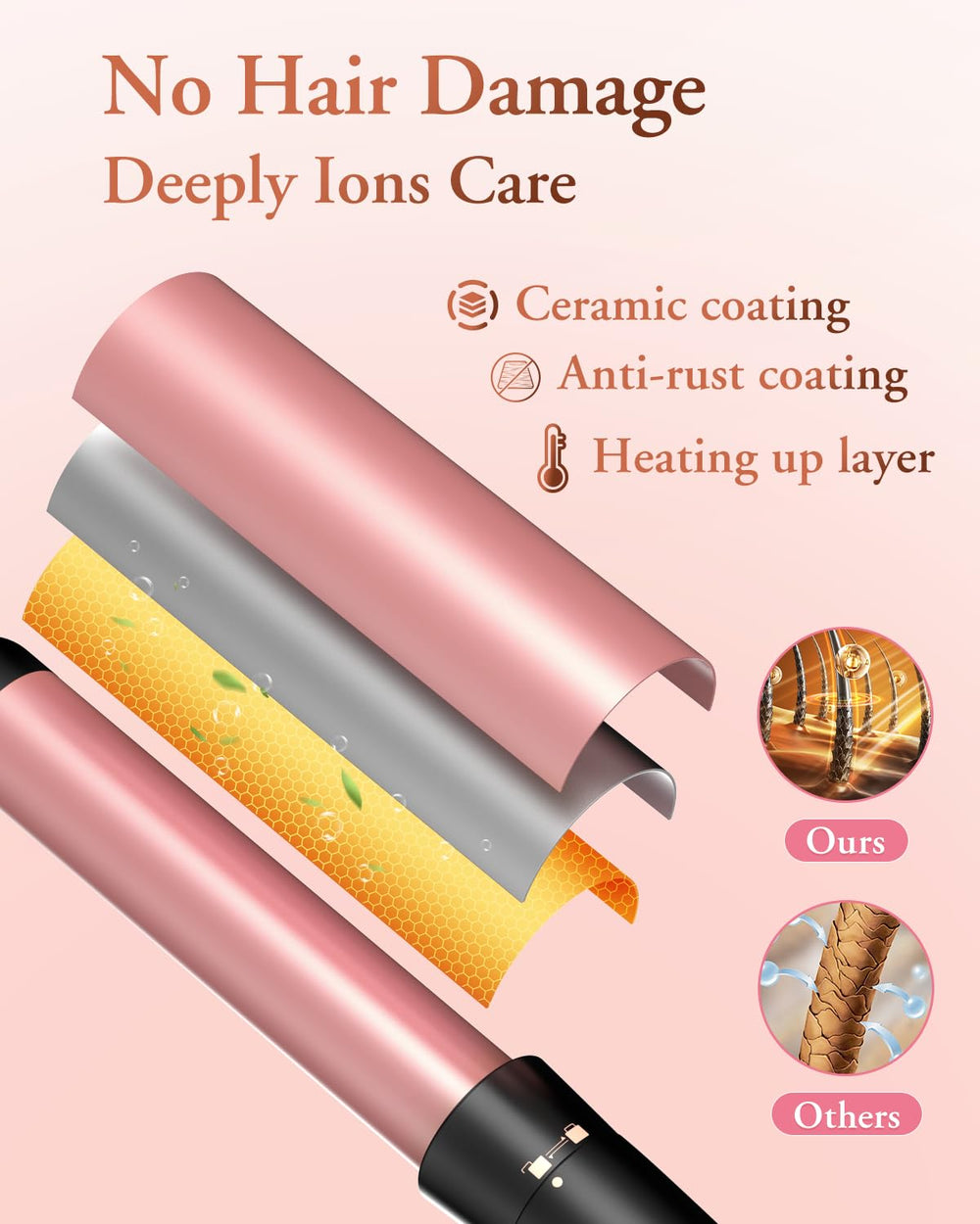 Kinked tapered curling wand for defined curls and varied textures