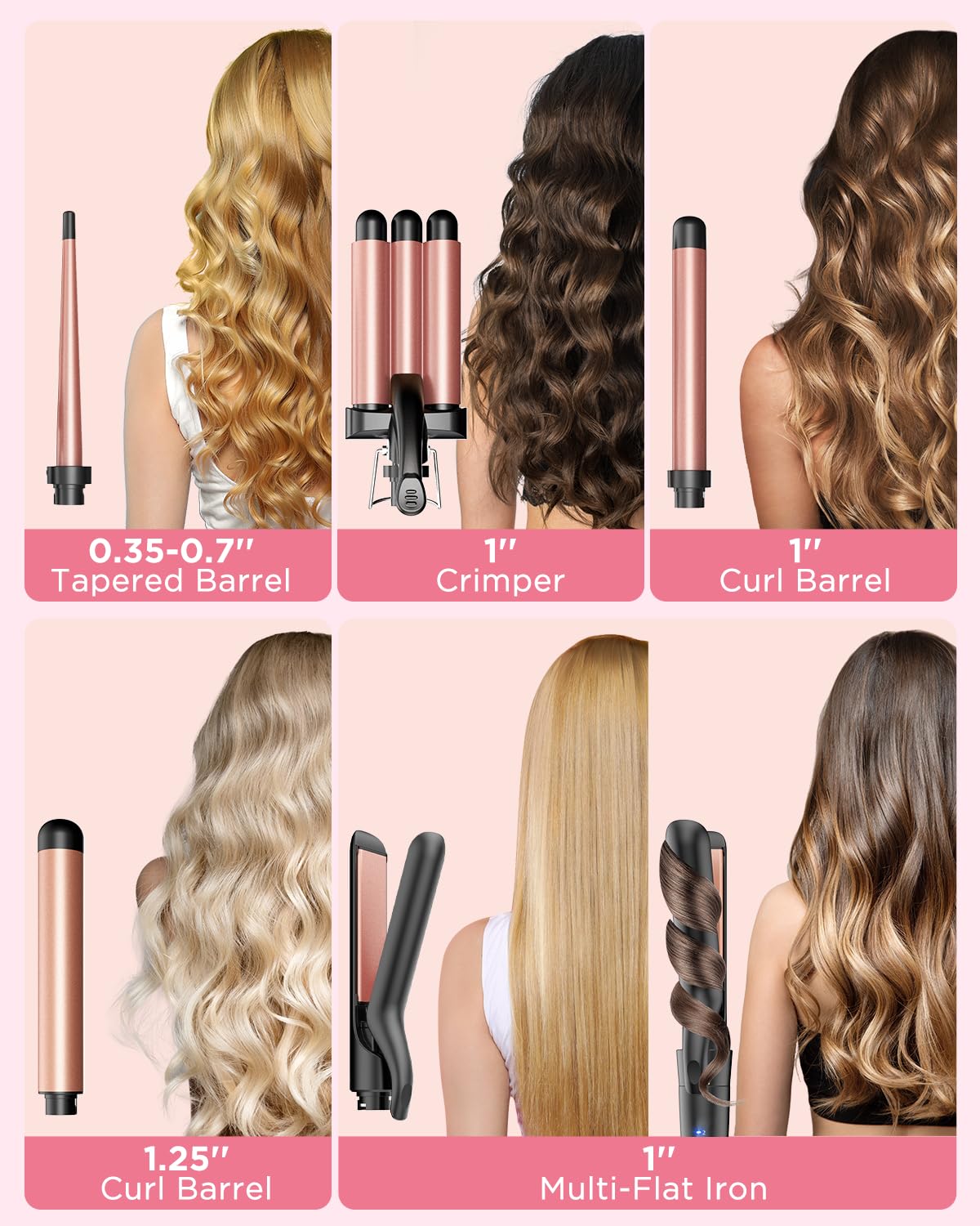 Kinked triple-barrel hair waver creates soft waves with even heat distribution
