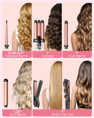 Kinked triple-barrel hair waver creates soft waves with even heat distribution