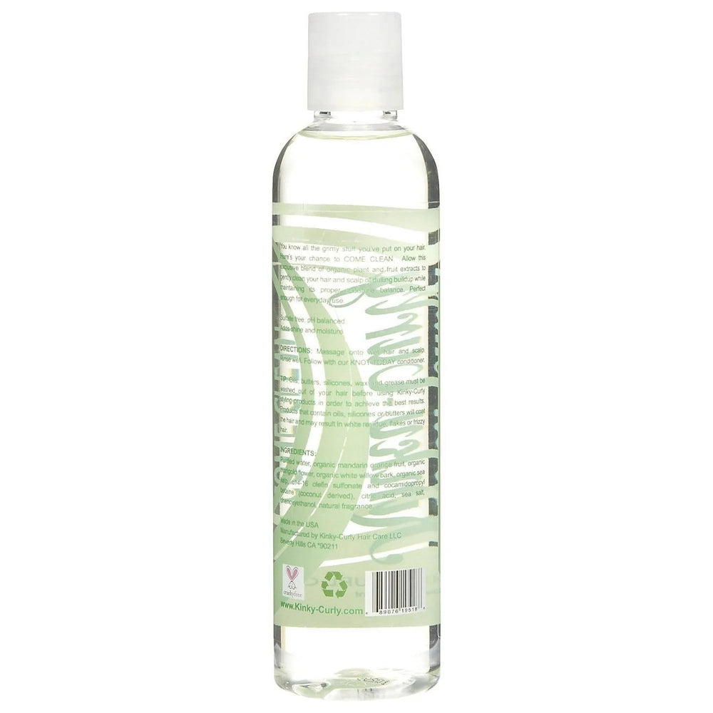 Two-pack display of Kinky Curly Come Clean Shampoo for convenient home use.