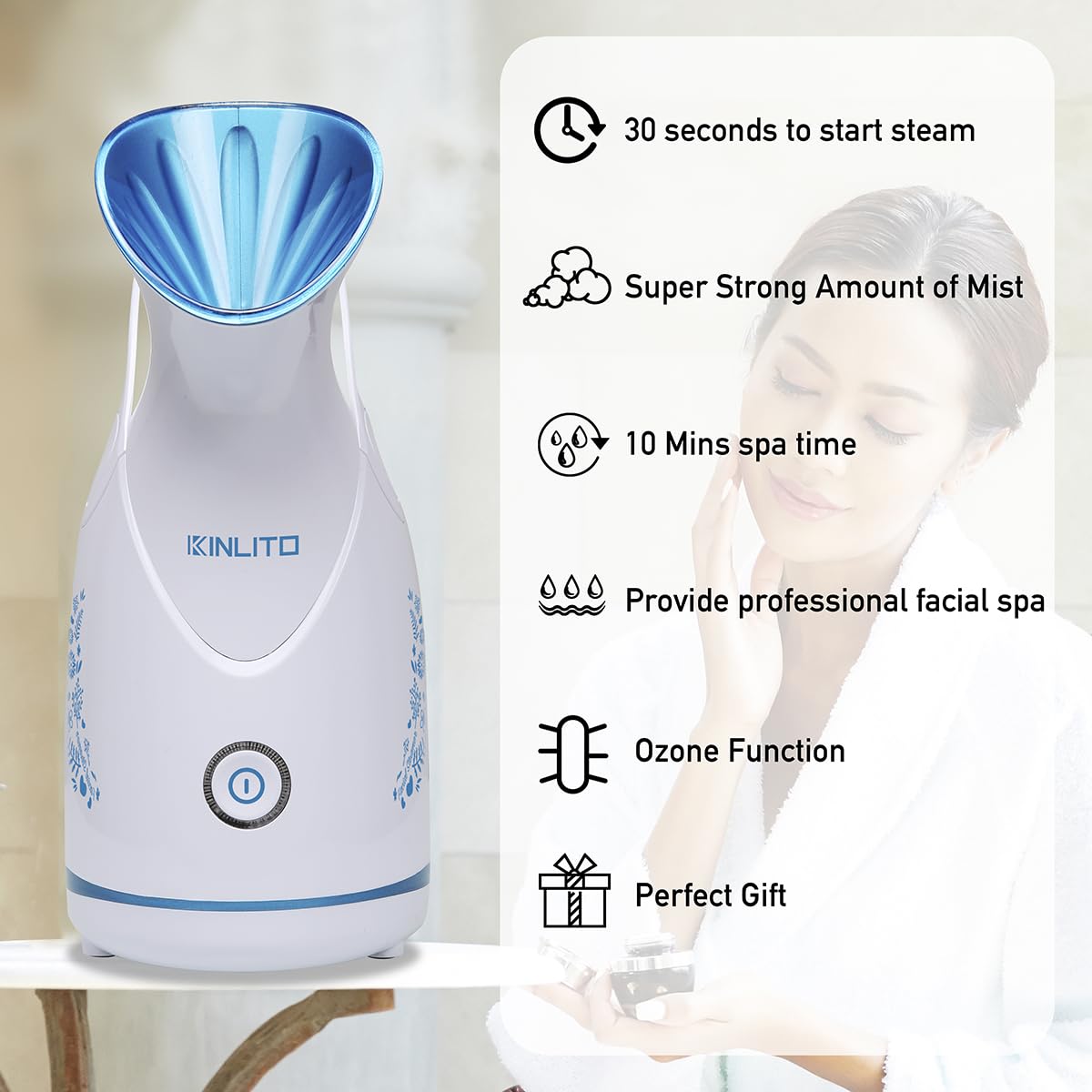 Kinlito portable steamer designed for home or travel.