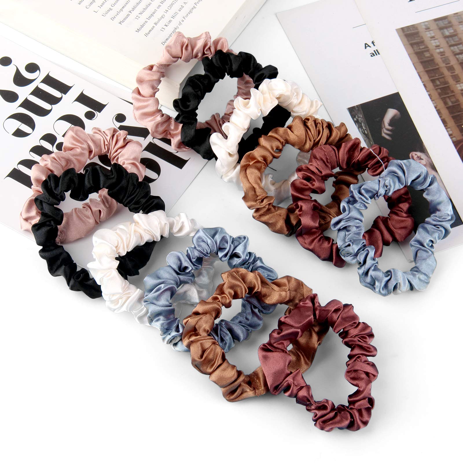 KINMINGZHU gomas de seda para cabello negro, versátiles para todo look.