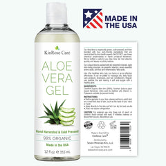 KinRose Care Aloe Orgánico, gel sin fragancia para uso diario facial y corporal.
