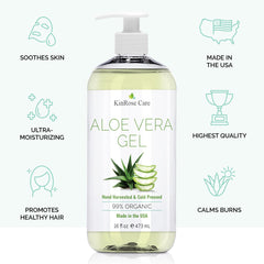 KinRose Care Aloe Vera puro, textura clara al aplicar en la piel.