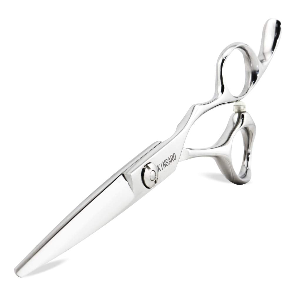 KINSARO 5.5-inch barber scissors with convex blades for precise salon cuts.