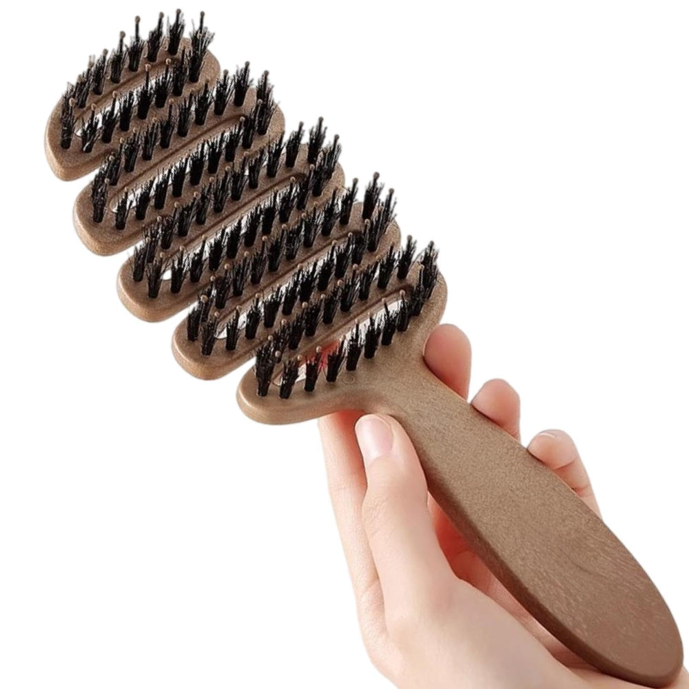KINTEGOOD boar bristle hair brush showing root lift for natural volume.