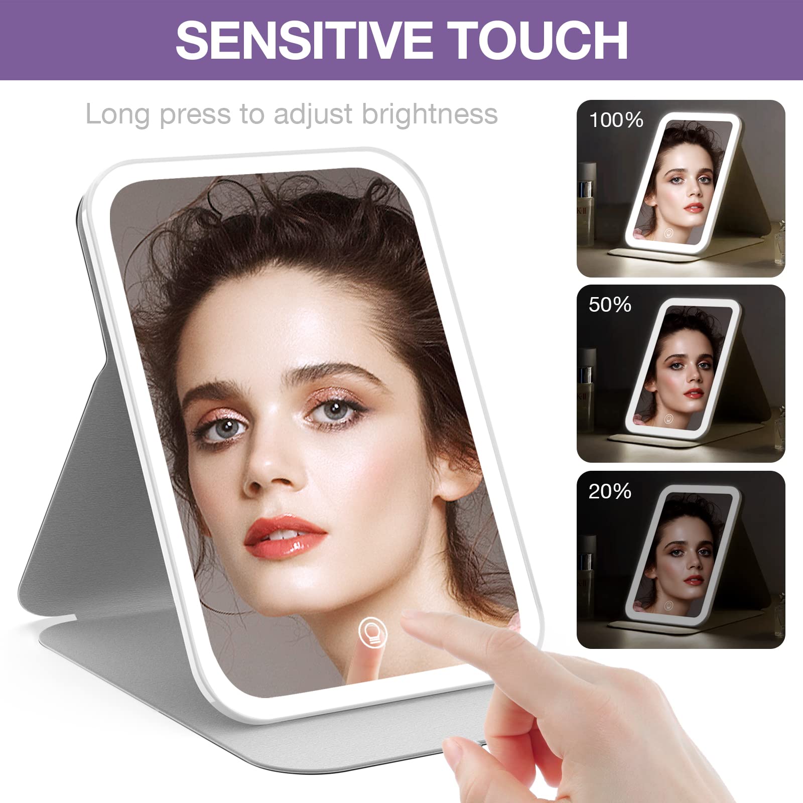 Kintion mirror smart touch dimming for easy brightness control.