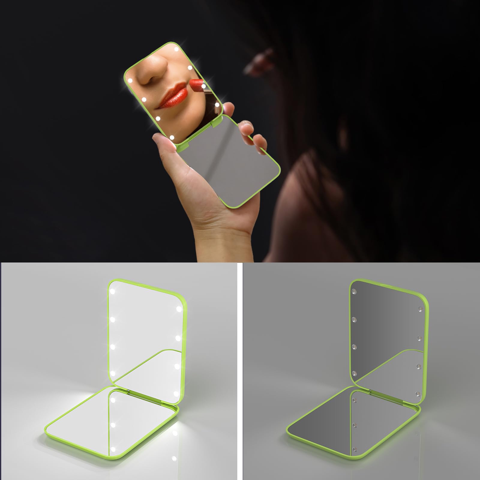 Kintion Pocket Mirror displays 1x and 3x magnification for full-face and close-up grooming.