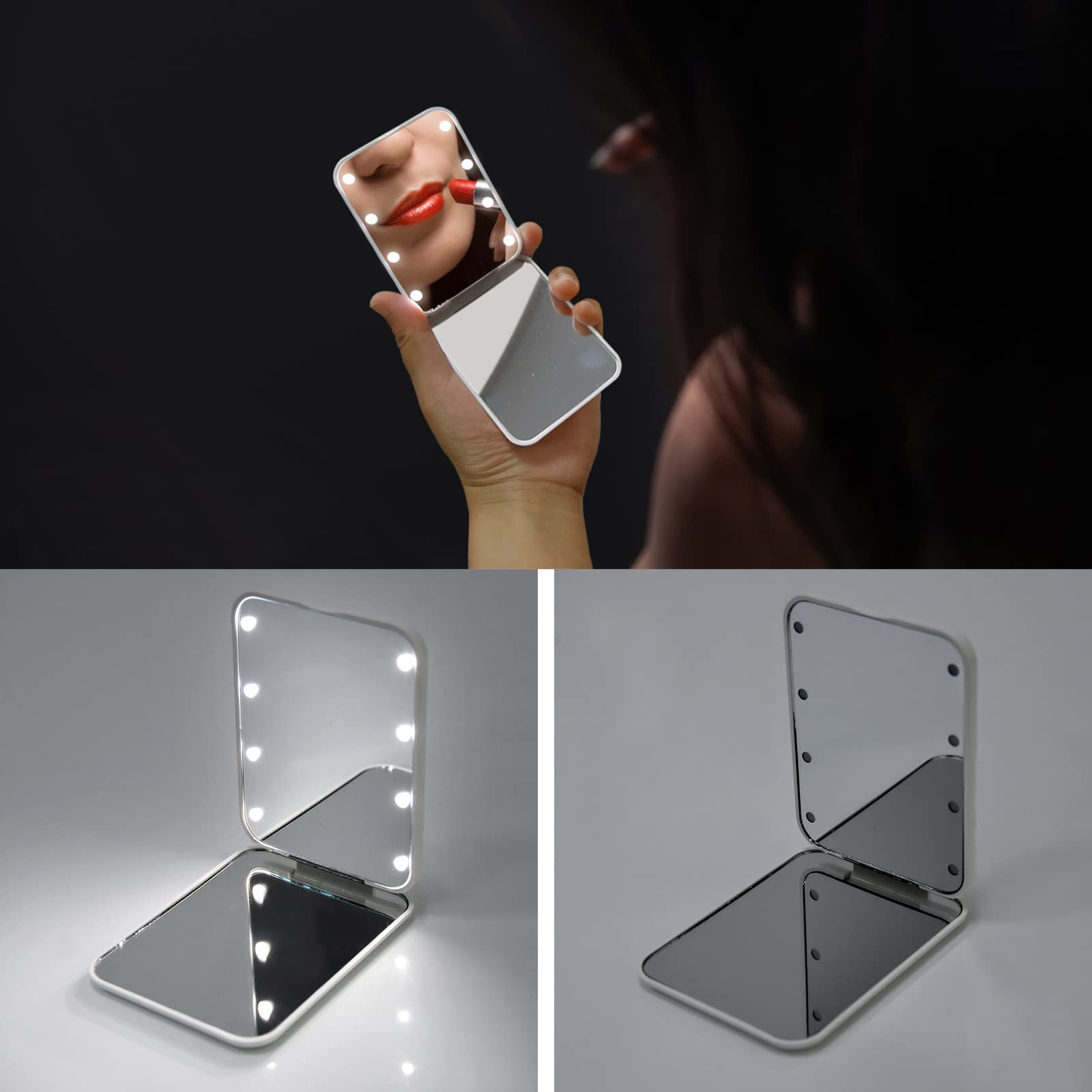 Kintion pocket mirror double-sided design for quick full-face and close-up grooming.