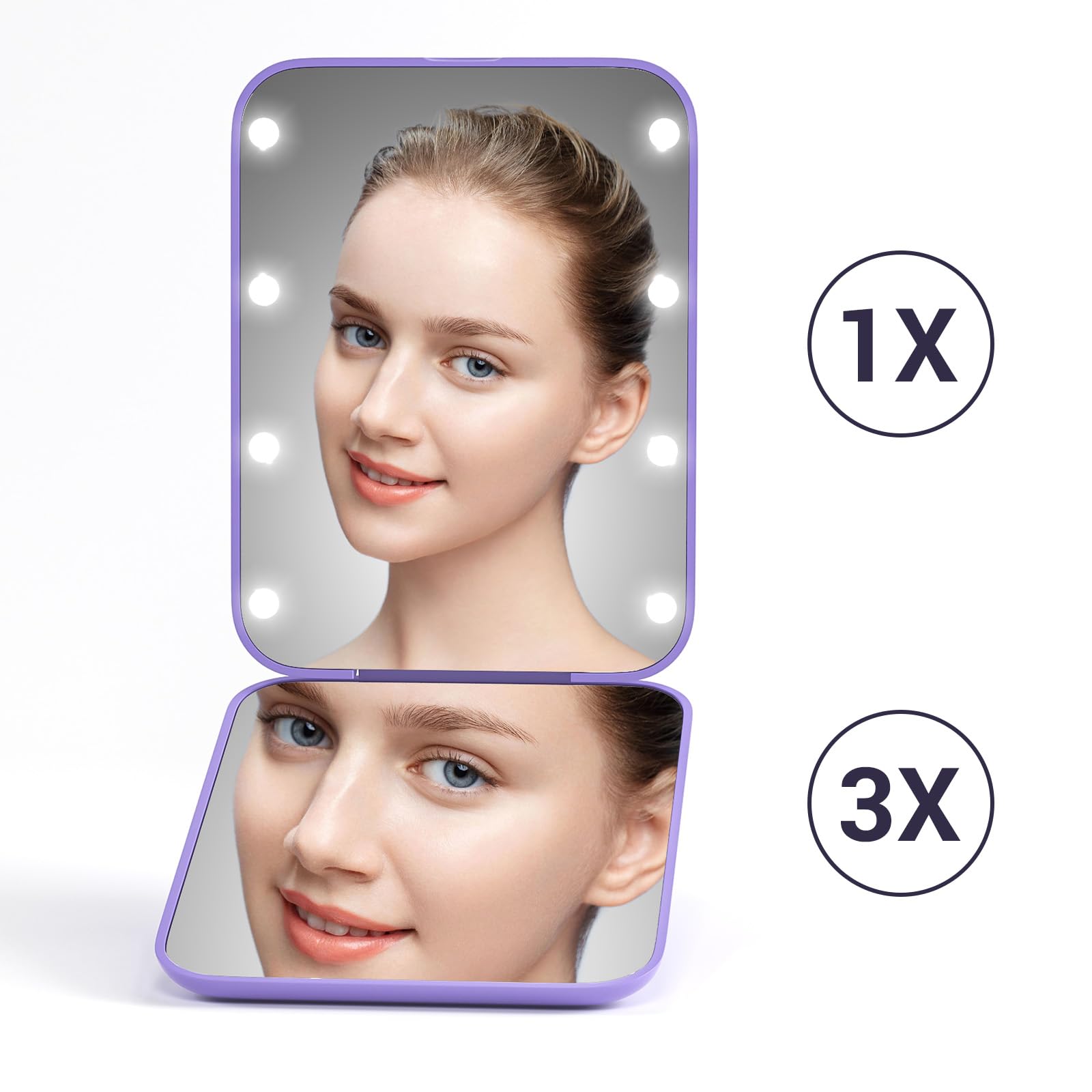 Kintion Pocket Mirror folds flat with a 180-degree hinge for easy handheld use