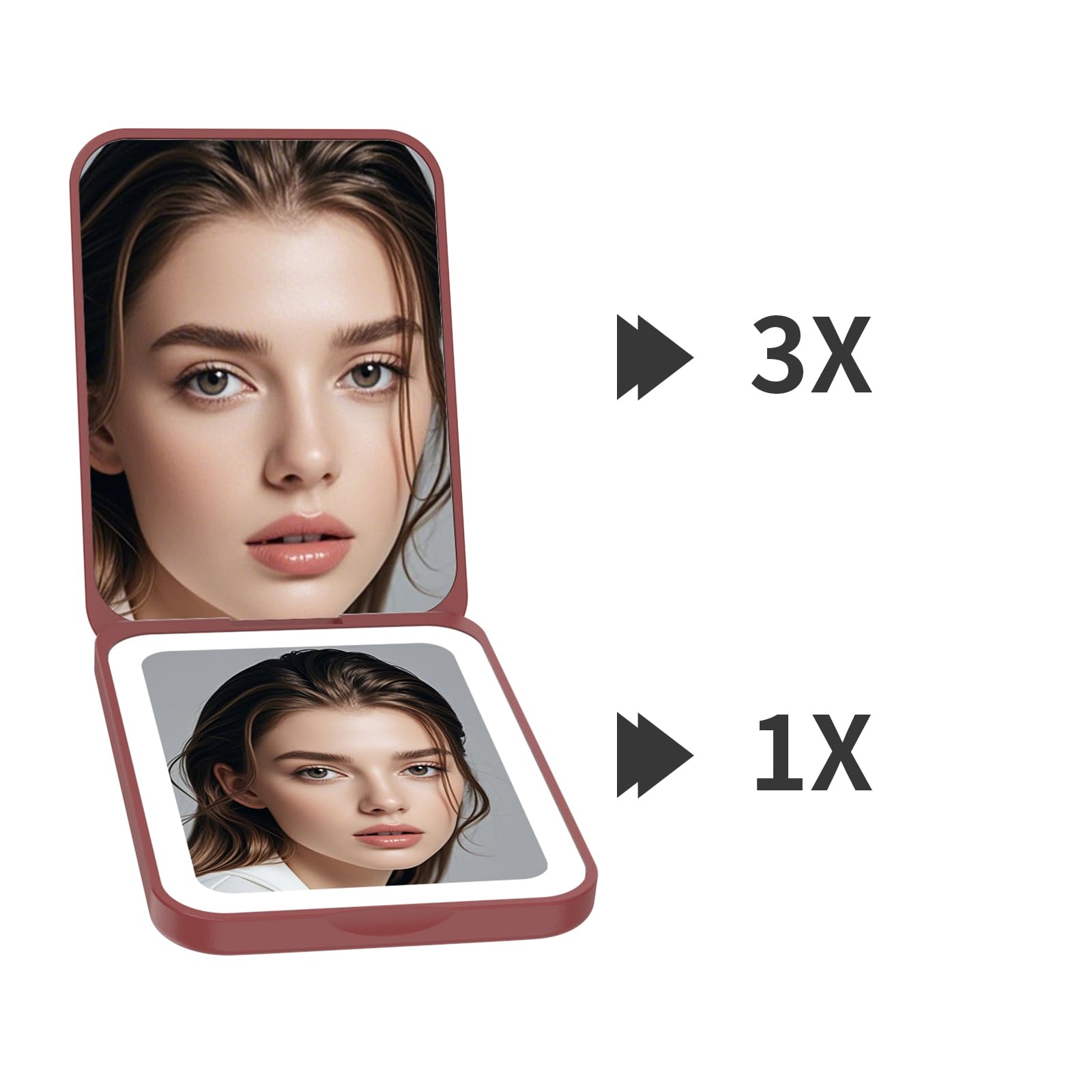 Kintion folding design mirror stays slim and portable for bags.